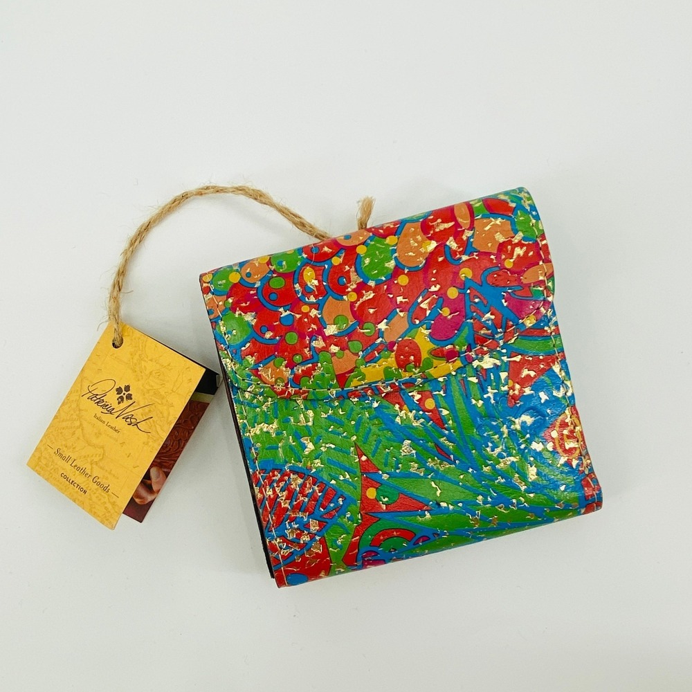 Patricia Nash Reiti Bi-Fold Wallet Women OS Trop Summer Fest Floral Gold Leaf